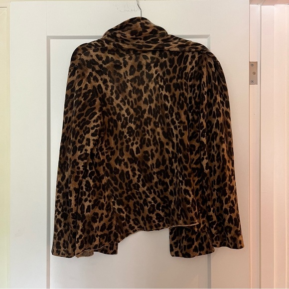 Charter Club 💯 Cashmere Animal Leopard Print Open-Front Cardigan - Picture 4 of 5